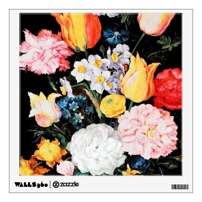 Flowers in Glass Vessel, Jan Brueghel the Younger Wall Decal (Front)