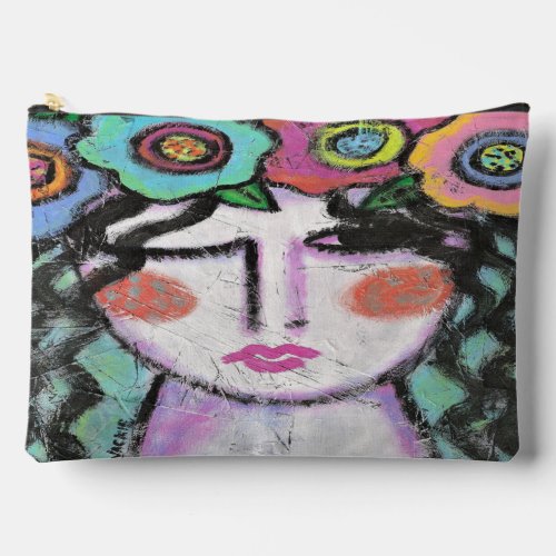 Flowers in Her Hair Abstract Art Accessory Pouch