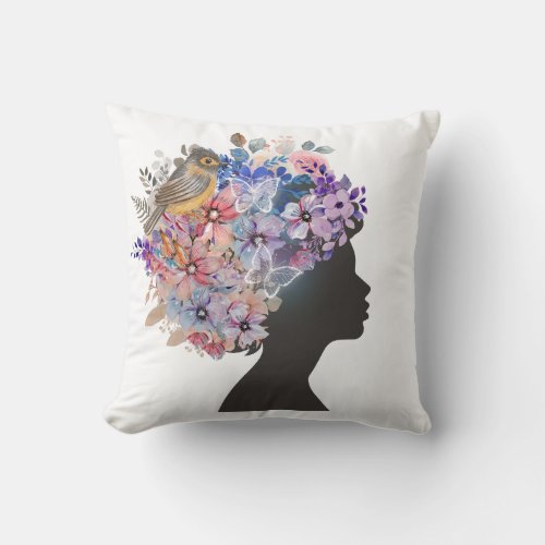Flowers In Her Hair  Throw Pillow