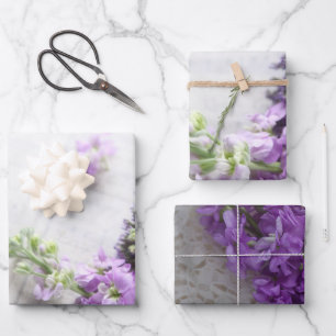 Flowers in lavender shades wrapping paper sheets