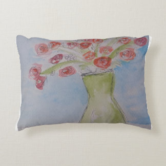 Flowers in Light Green Vase Accent Pillow