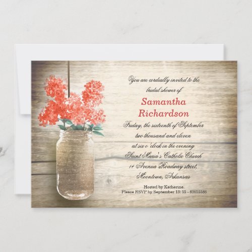 flowers in mason jar bridal shower invitations