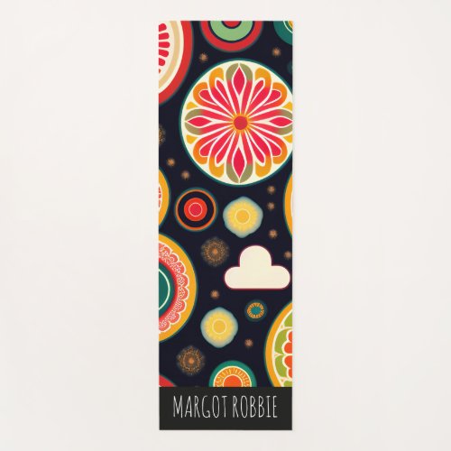 Flowers in Melon Red Psychedelic Pattern Yoga Mat