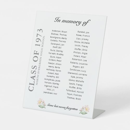 Flowers In Memory Of Class Reunion Up to 40 Names Pedestal Sign