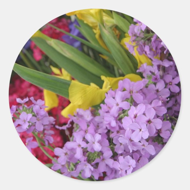 Flowers in Multiple Colors Classic Round Sticker (Front)