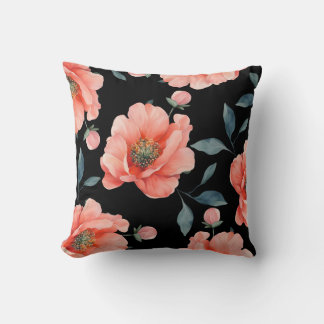 Flowers in night throw pillow