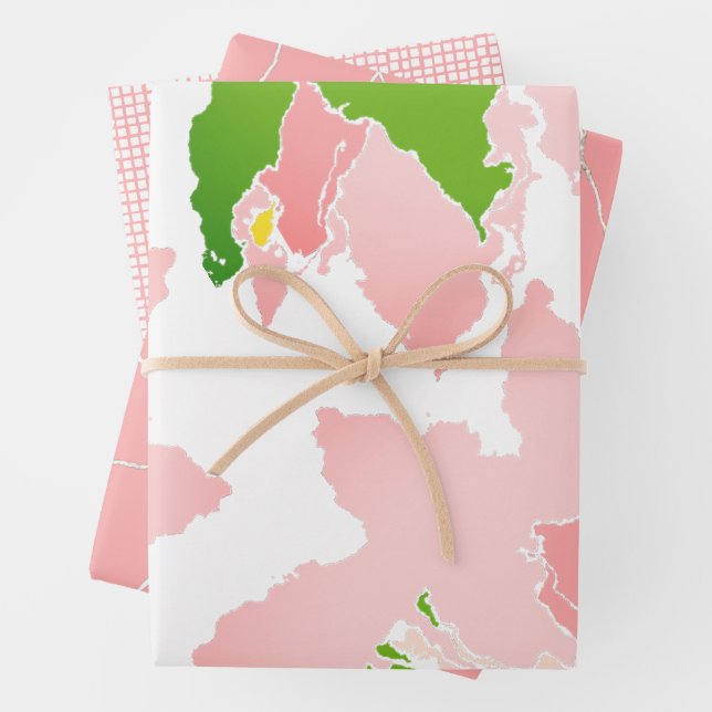 Flowers in Pink and Green AKA Sorority Wrapping Paper Sheets (In situ)