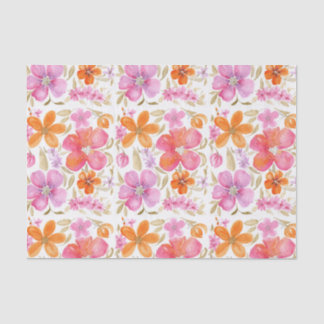 Flowers in Pink Orange Purple Tissue Paper