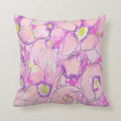 Flowers in Pink Throw Pillow