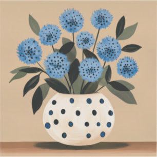 Flowers in Polka-Dot Vase Sticker
