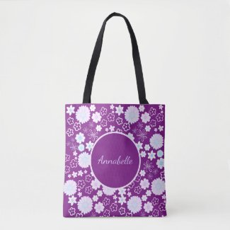 Flowers in Purple Floral Pattern Custom Named 
