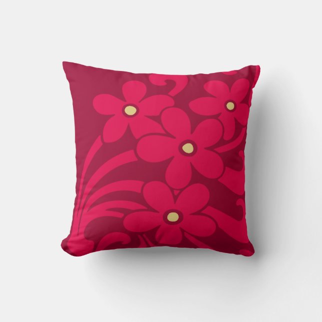 Flowers in Raspberry Color American MoJo Pillows (Front)