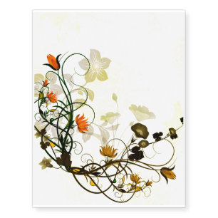 Flowers in red and yellow temporary tattoos