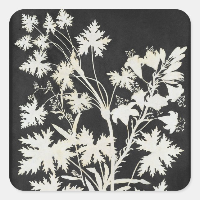Flowers in Silhouette Square Sticker (Front)