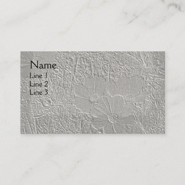 Flowers In Silver Gray Floral Art Business Card (Front)