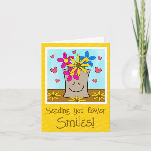 Flowers In Smiling Grocery Bag Thinking Of You Card