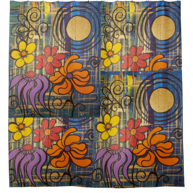 Flowers in Space  Shower Curtain (Front)