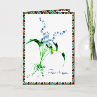 Flowers in Sparkles Frame Thank You Card