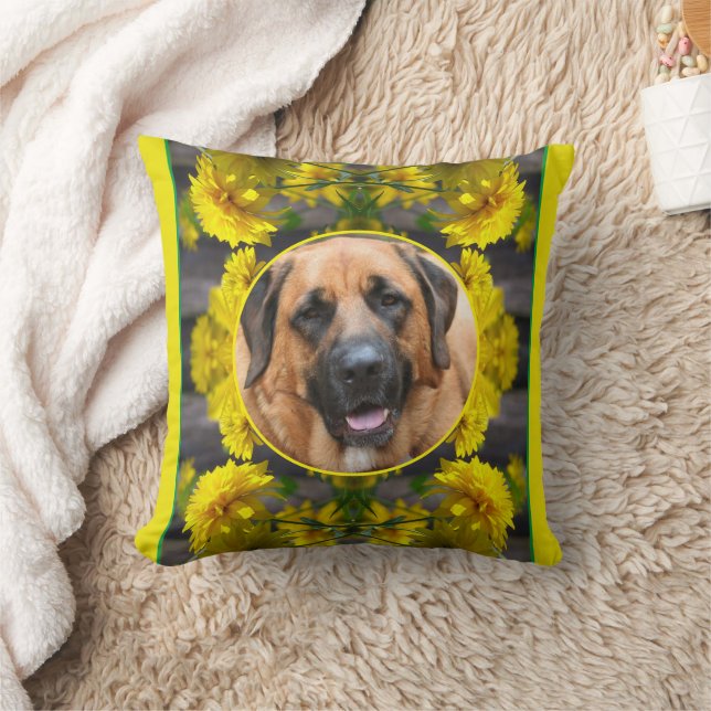 Flowers In Sunshine Create Your Own Pet Photo  Throw Pillow (Blanket)