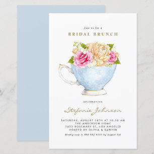 Flowers in Teacup Bridal Brunch Invitation