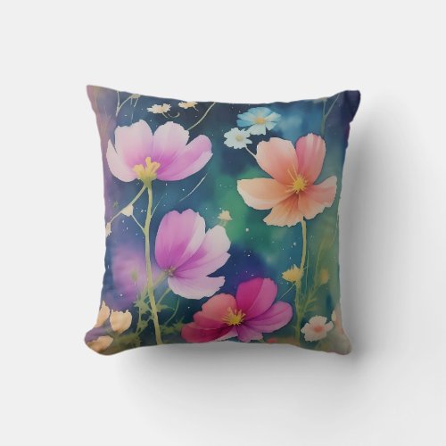 Flowers in the Cosmos Throw Pillow