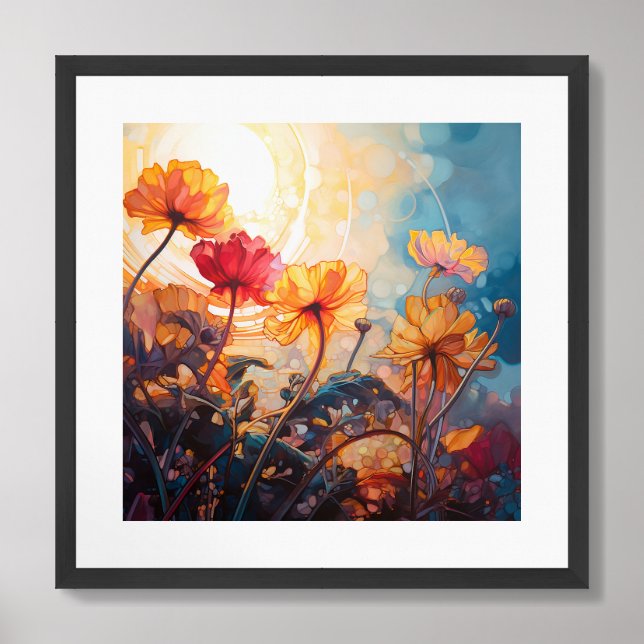 Flowers in the Morning Sun watercolor painting Framed Art (Framed Front)