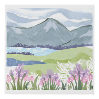flowers in the mountains faux canvas print