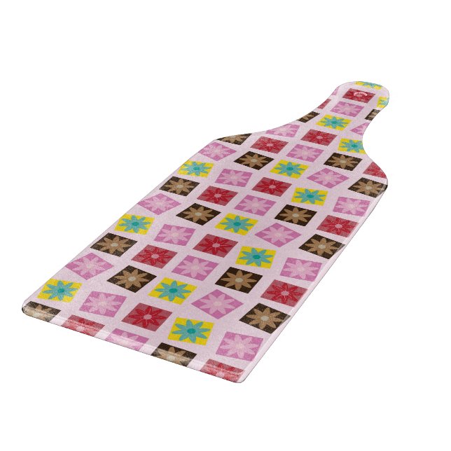 flowers in the squares patterns cutting board (Corner)