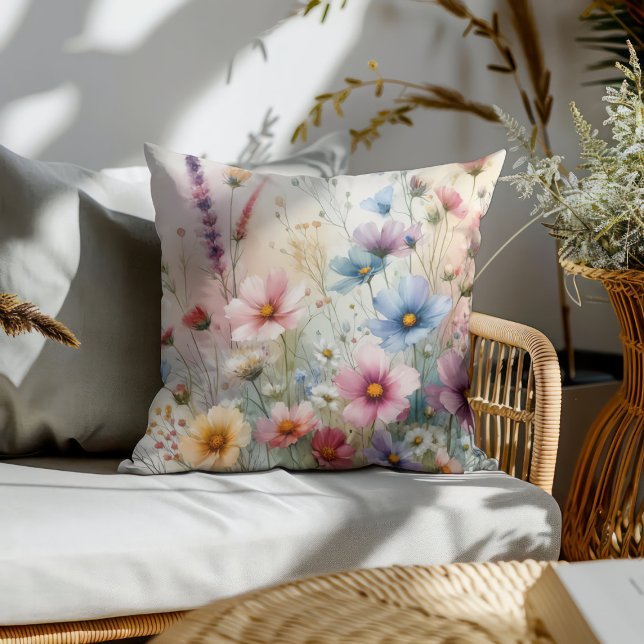 Flowers In The Wild Throw Pillow (Creator Uploaded)