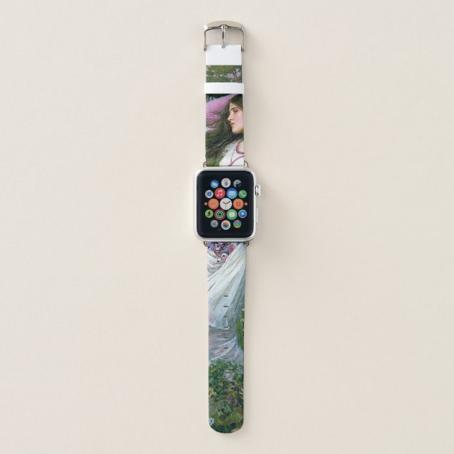 Flowers in the Wind, John William Waterhouse Apple Watch Band (Front)