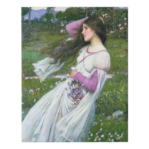Flowers in the Wind, John William Waterhouse Faux Canvas Print
