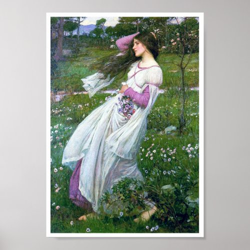 Flowers in the Wind John William Waterhouse Poster