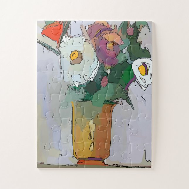 Flowers in Vase  Art Deco Jigsaw Puzzle (Vertical)