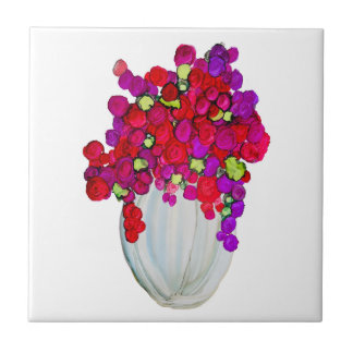 Flowers in Vase Ceramic Tile