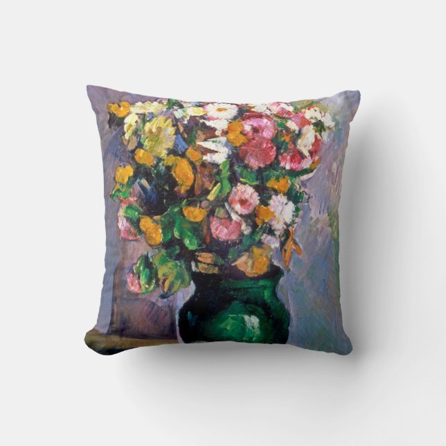 Flowers in Vase, Cezanne Throw Pillow (Front)