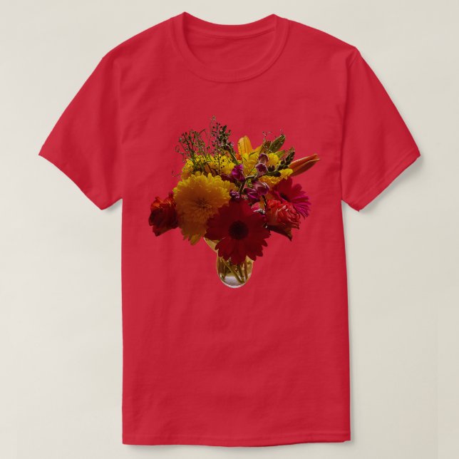 Flowers in Vase Floral Cutout T-Shirt (Design Front)