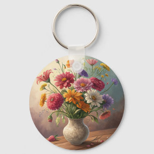 Flowers in vase keychain