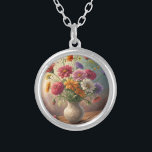 Flowers in vase silver plated necklace<br><div class="desc">Flowers in vase</div>