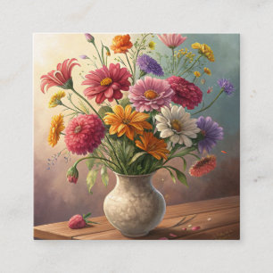 Flowers in vase square business card