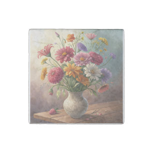 Flowers in vase stone magnet