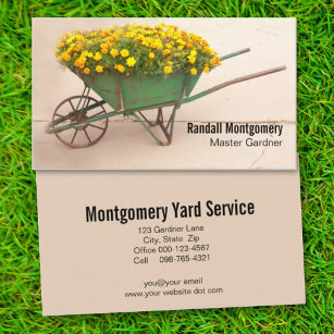 Flowers In Vintage Wheelbarrow Gardener Occupation Business Card
