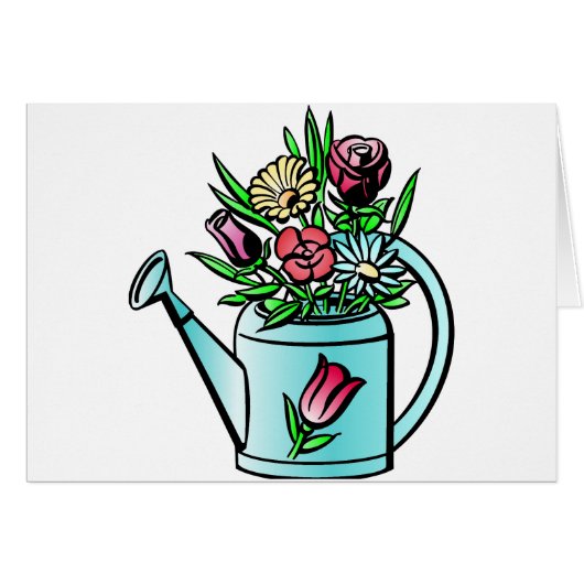 Flowers in Watering Can Cards (Front Horizontal)