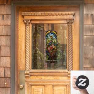Flowers in Wheelbarrow Privacy Window Cling