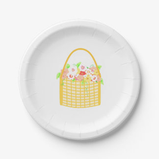Flowers in Wicker Basket Paper Plates