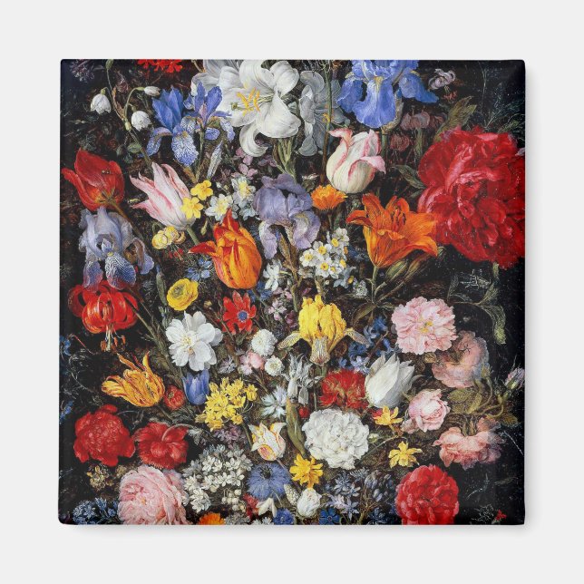 Flowers in Wooden Vessel, Jan Brueghel the Elder Magnet (Front)