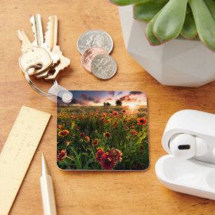 Flowers Indian Blanket Wildflower Texas Keychain