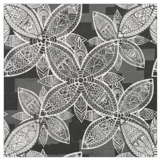 Flowers Indian pattern gray Fabric