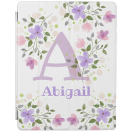 Flowers, Initial, and Name Abigail iPad Smart Cover