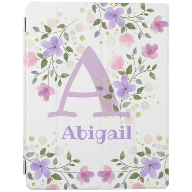 Flowers, Initial, and Name Abigail iPad Smart Cover (Front)