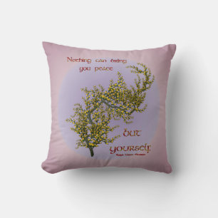 Flowers Inner Peace Inspirational Quote Throw Pillow